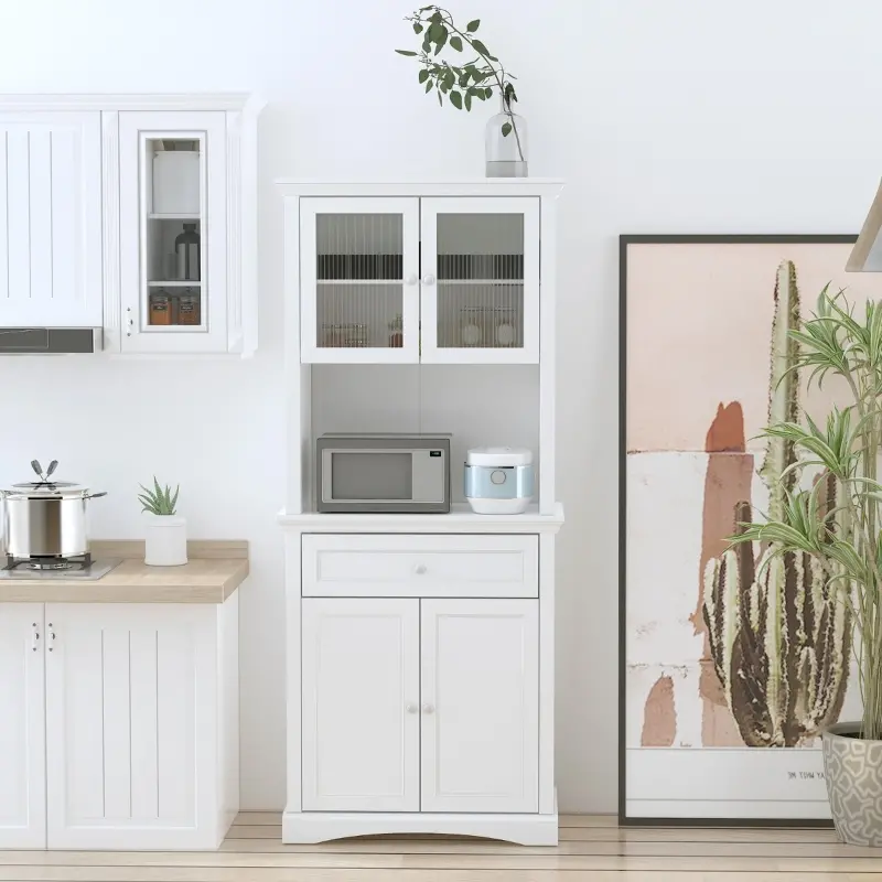HOMCOM 71" Traditional Large Kitchen Pantry Cabinet Freestanding,White