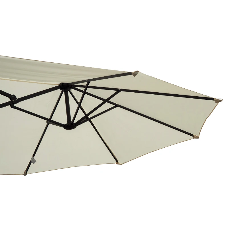 Outsunny 15ft Outdoor Twin Patio Umbrella Garden Double-Sided Market Parasol Sun Shelter with Crank Beige