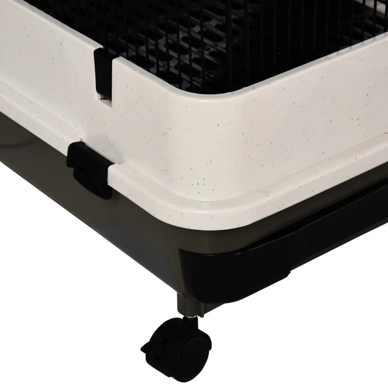 PawHut Spacious Rolling Small Animal Cage, Rabbit Pet Play House with Platform Ramp, Ideal for Indoor Play & Comfort