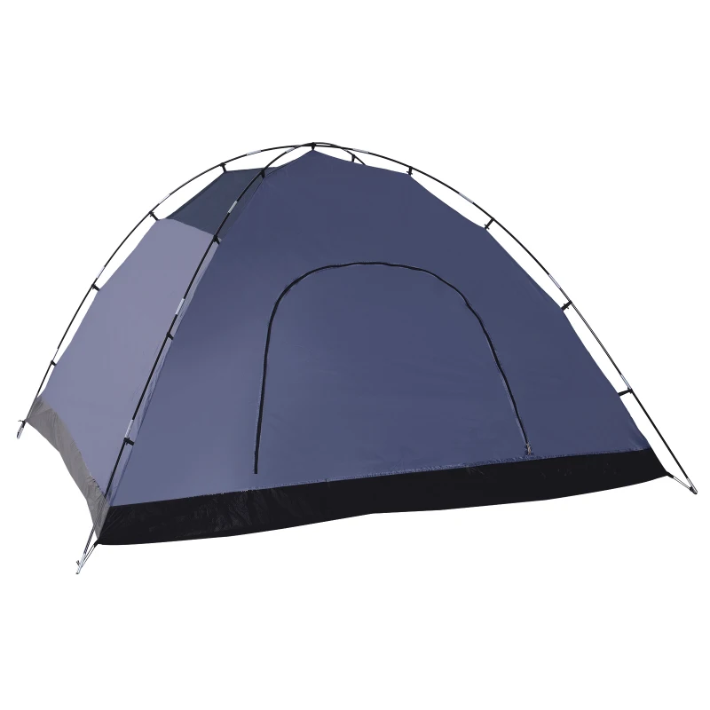 Outsunny Double Layer Camping Tent 2 - 4 Person Portable Folding Dome Shelter Hiking Travel Tent Blue
