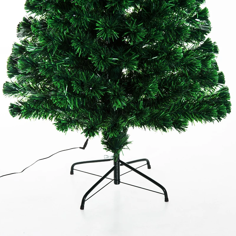Open Box HOMCOM 6ft Artificial Pre-Lit Fiber Optic Holiday Christmas Tree with 28 LED Lights