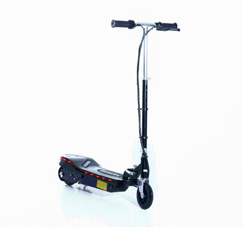 Qaba 120W 33.9"-37.8" Folding E-Scooter Battery Powered Kids Bike w/ Led BK