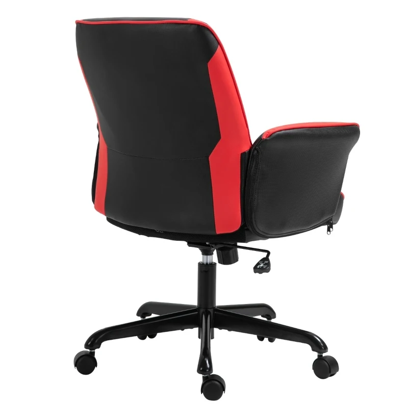 Vinsetto Ergonomic Racing Gaming Chair Faux Leather Office Computer Desk Chair with Mid Back, Armrest, and Adjustable Height, Red