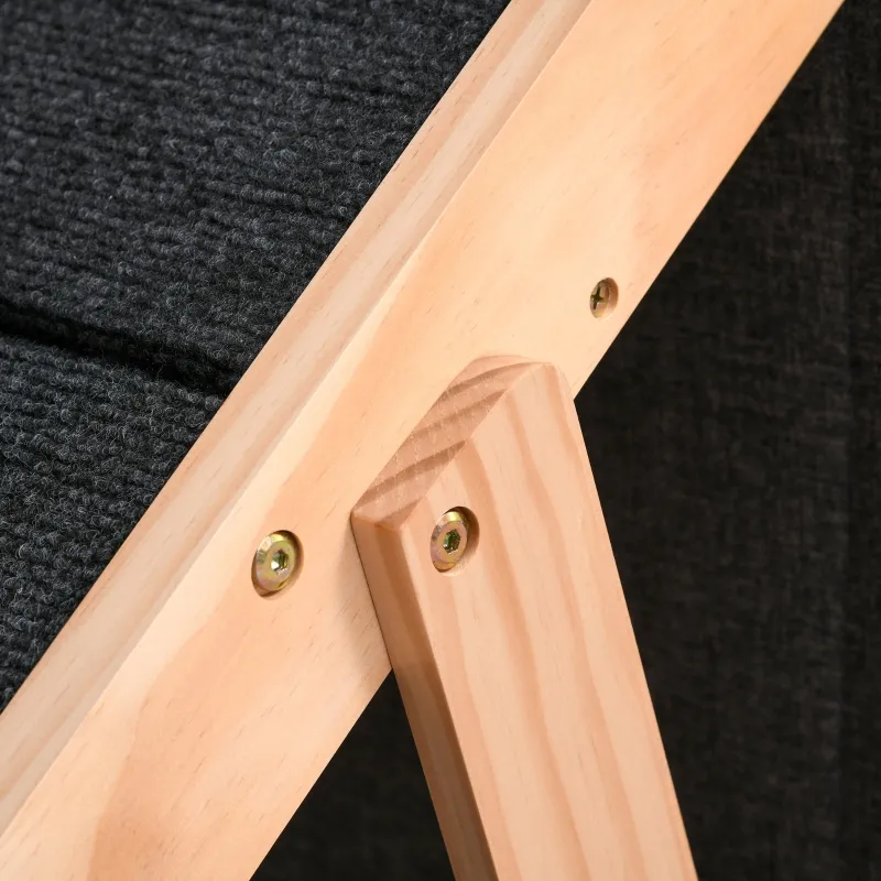 PawHut Wood Pet Stairs 2 In 1 Convertible Dog Steps and Carpeted Ramp Portable Foldable 4 Level Cat Ladder for High Bed Couch Car