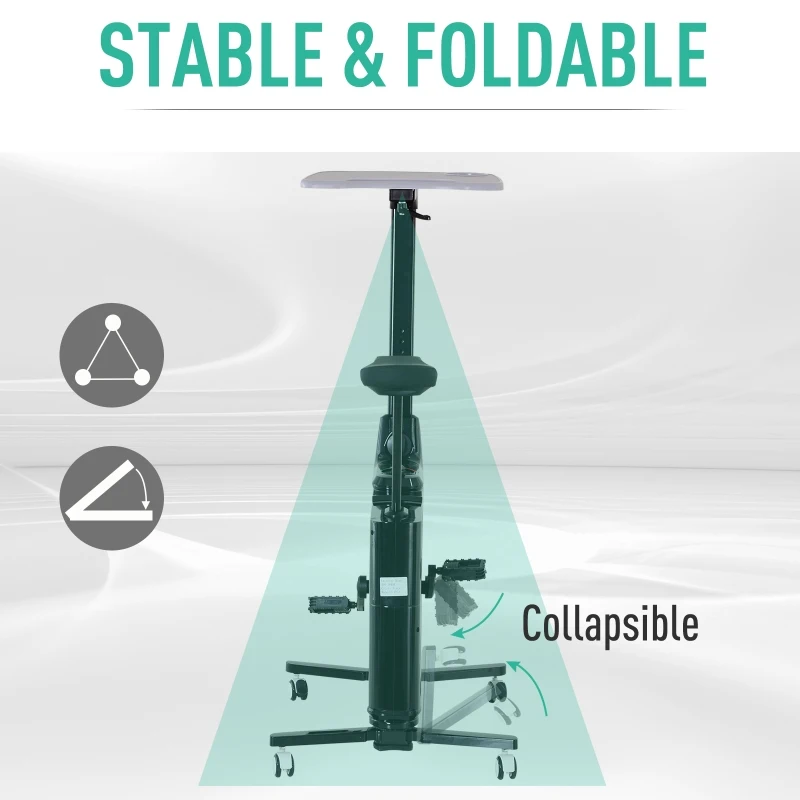 Soozier Desk Exercise Bike Home Office Indoor Recumbent Cycling Rolling with Table Top  LCD Monitor