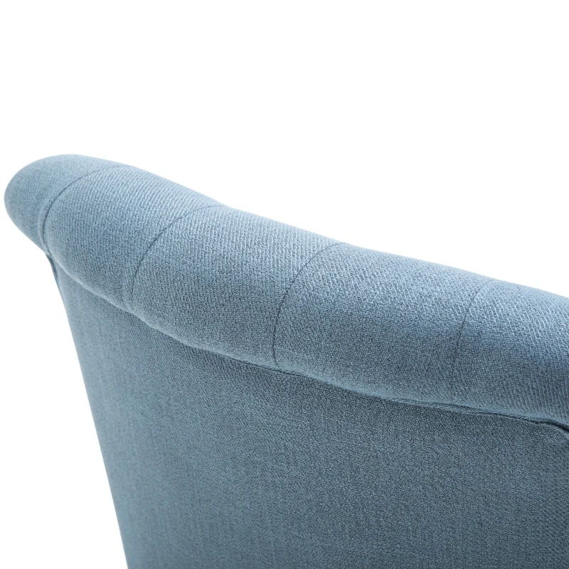 HOMCOM Small Button-Tufted Accent Chair Mid-Back Leisure Armchair with Upholstered Fabric, Solid Wood Legs, and Support Pillow, Blue