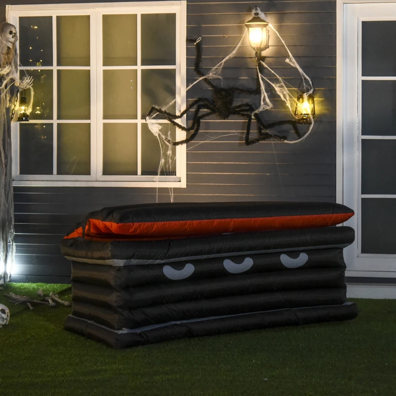 HOMCOM 6'  Halloween Inflatable Vampire Emerging Coffin LED Lights Indoor Outdoor Decoration