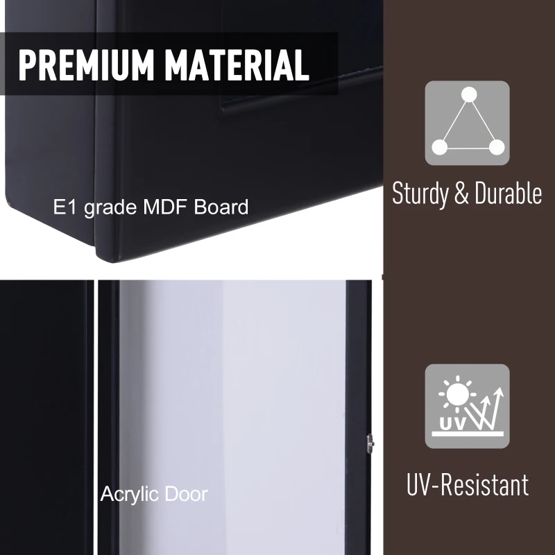 HOMCOM 32" x 24" Wooden Wall Mounted Jersey Memorabilia Shadow Box Display Case with Latch - Black