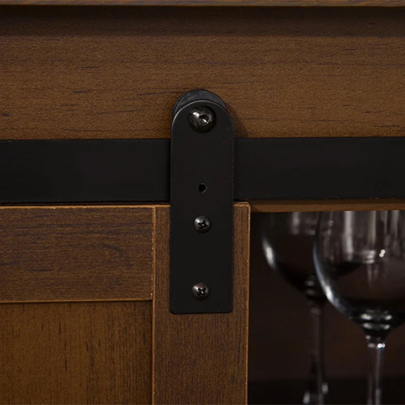 HOMCOM 53" Rolling Kitchen Island with Storage Shelves, Utility Kitchen Trolley Rolling Cart on Wheels with Sliding Barn Doors, Wine Rack and Towel Holders, Walnut