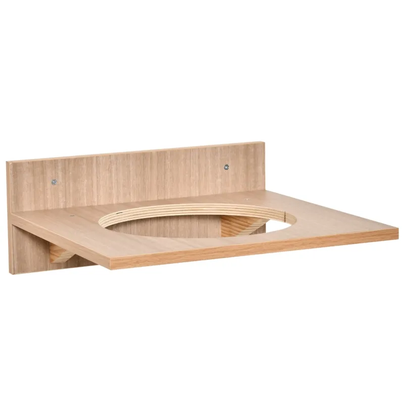 PawHut Cat Tree 5PCs Pet Wall-mounted Climbing Frame Shelf Set Kitten Perch Activity Center with Hammock, Scratching Post, Jumping Platform, Condo Light Brown