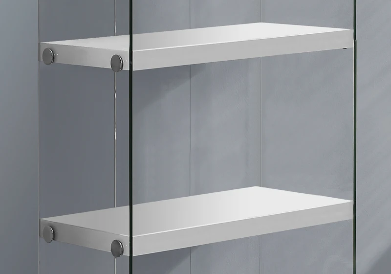 Monarch 59" Modern 5-Shelf Tempered Glass Base Display Bookcase - Glossy White Finish