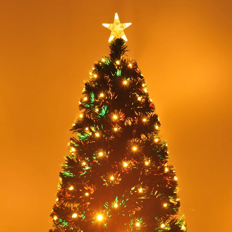 HOMCOM 7ft Tall Pre-Lit Artificial Fiber Optic LED Lighted Christmas Tree