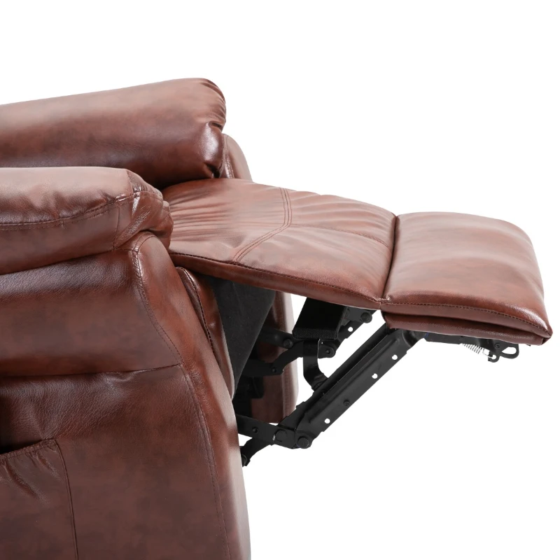 HOMCOM Vibration Massage Recliner Chair for Living Room with Heat,   Single Sofa, PU Leather Power Reclining Chair, Home Theater Seating with Footrest, Brown