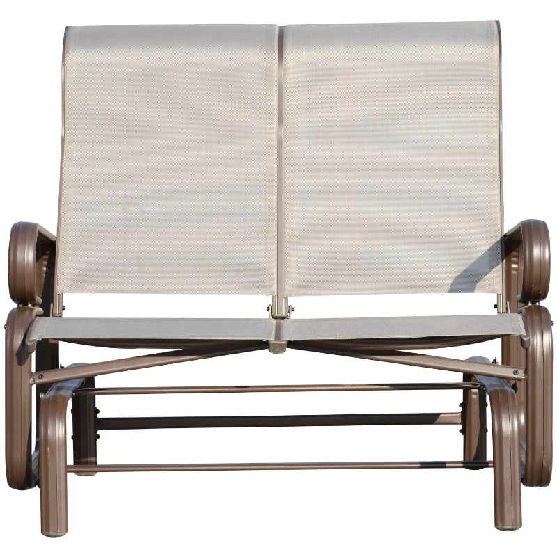 Outsunny Double Seat Glider Garden Bench Rocking Chair Porch Furniture Patio Swing Lounger