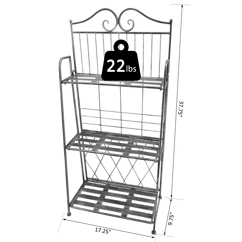 Outsunny 3-Tier Metal Folding Vintage Plant Stand Display Rack Bookshelf Unit Indoor Outdoor