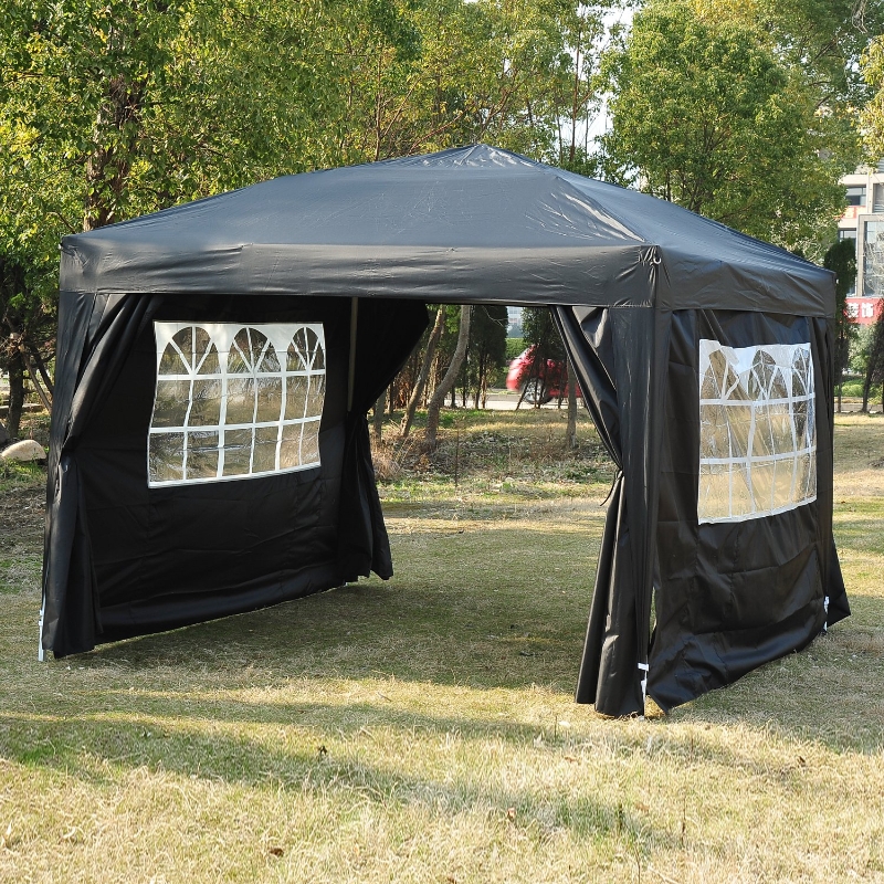 Outsunny 10’ x 10’ Pop Up Gazebo Party Tent Canopy with Sidewalls Carrying Bag