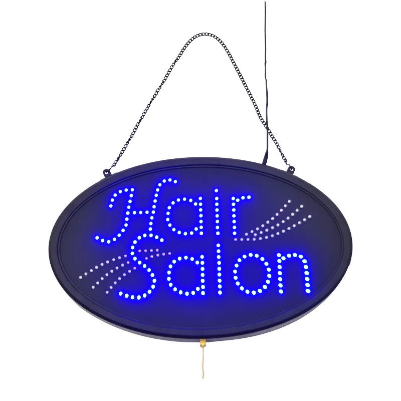 LED Hair Salon Store Sign - 3 Flash Patterns - Black Board/Colourful Bulbs