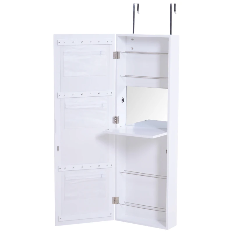 Wall/Door Mounted Armoire Cabinet Jewelry Cosmetics Shelf Organizer White