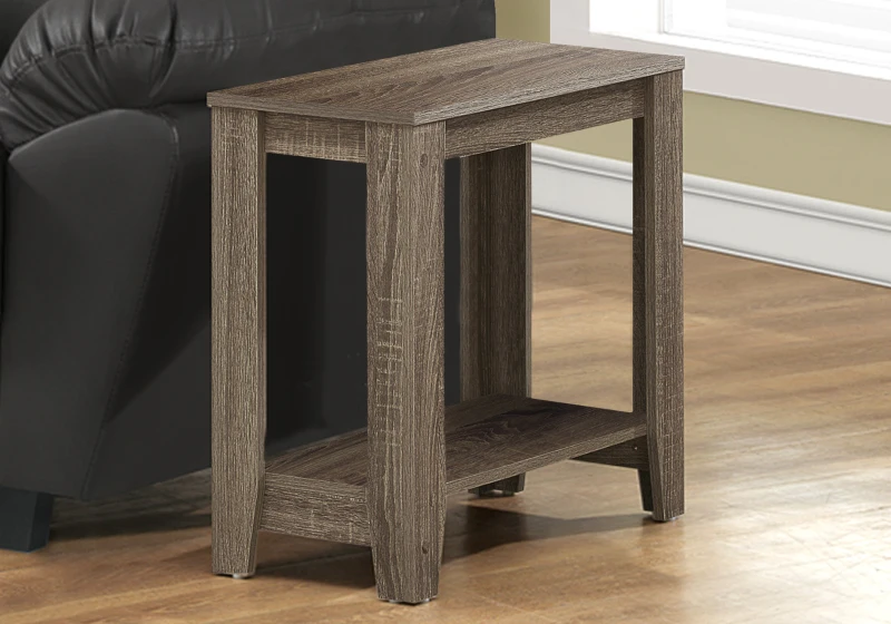 Monarch 22" Transitional Style Rectangular Wood Grain-Look 2-Tier Side Accent End Table - Dark Taupe Finish