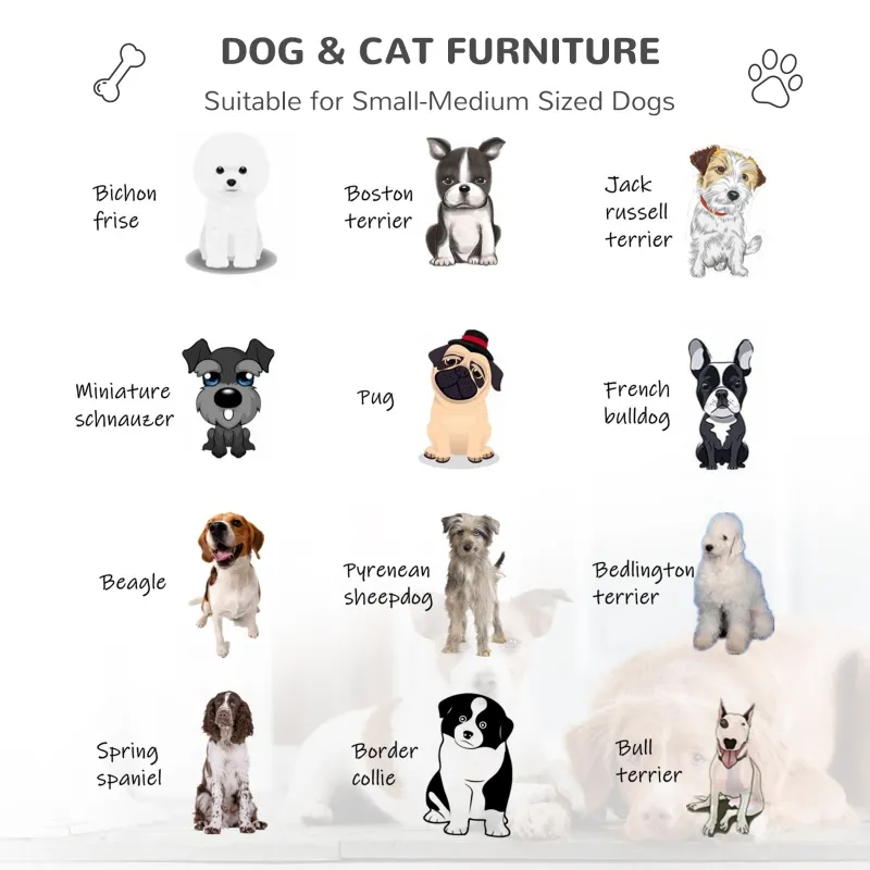 PawHut Pet House Wicker, for Indoor/Outdoor Rattan Furniture, with Water-Resistant and Removable Cushions, Elevated Bottom, Dark Blue