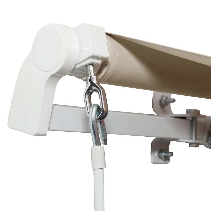 Outsunny 12' x 8' Retractable Awning Patio Awnings Sun Shade Shelter with Manual Crank Handle, 280g/m² UV & Water-Resistant Fabric and Aluminum Frame for Deck, Balcony, Yard, Cream White