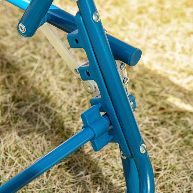 Outsunny Chaise Lounge Chair for Kids Patio Shark Pattern Folding Recliner Portable with Adjustable Backrest Outdoor Beach Pool Camping 46.5" x 15.75" x 9.5" Blue