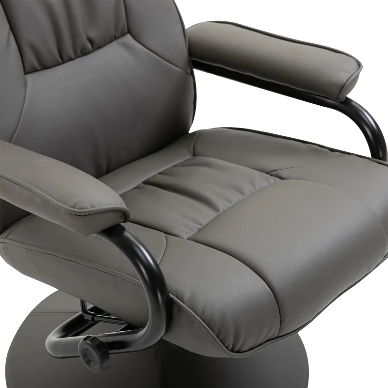 HOMCOM Adjustable Leisure Recliner Chair and Ottoman Set with Swiveling Base, Faux Leather, Grey