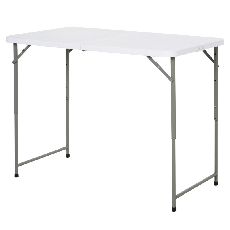 Outsunny 4ft Outdoor Folding Camping Table Garden Backyards BBQ Party Picnic Adjustable Table White
