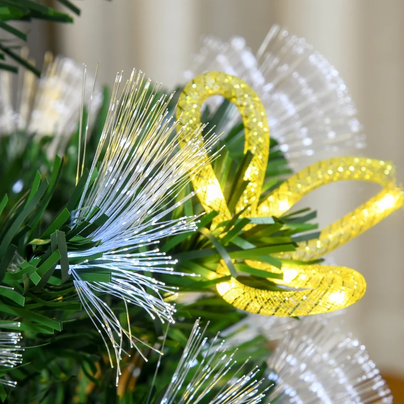 HOMCOM 6FT Prelit Artificial Christmas Tree Fiber Optic LED Light Holiday Home Xmas Decoration with Foldable Feet, Green