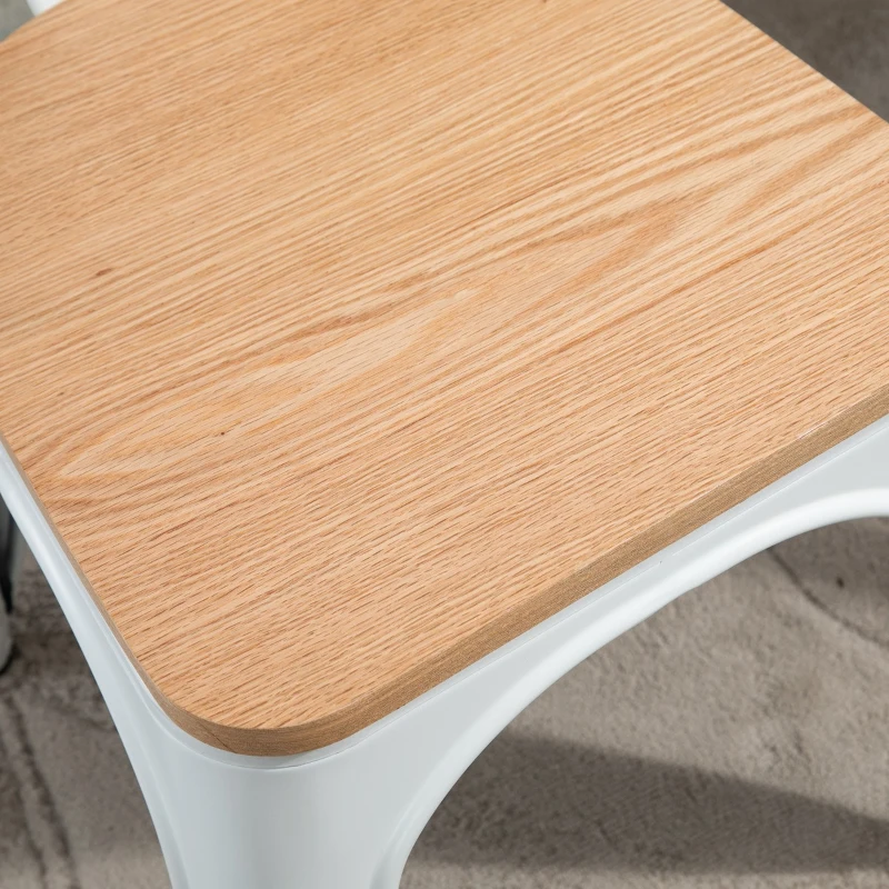 HOMCOM 3 Piece Industrial Style Dining Table Set, Small Kitchen Table and Chairs for 2,Steel Frame and Wooden Top,White