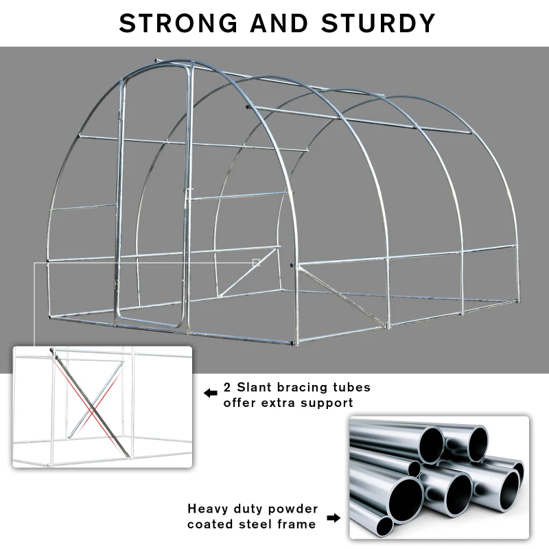 Outsunny Outdoor Portable Polytunnel Greenhouse w/ PE Cover Walk-In