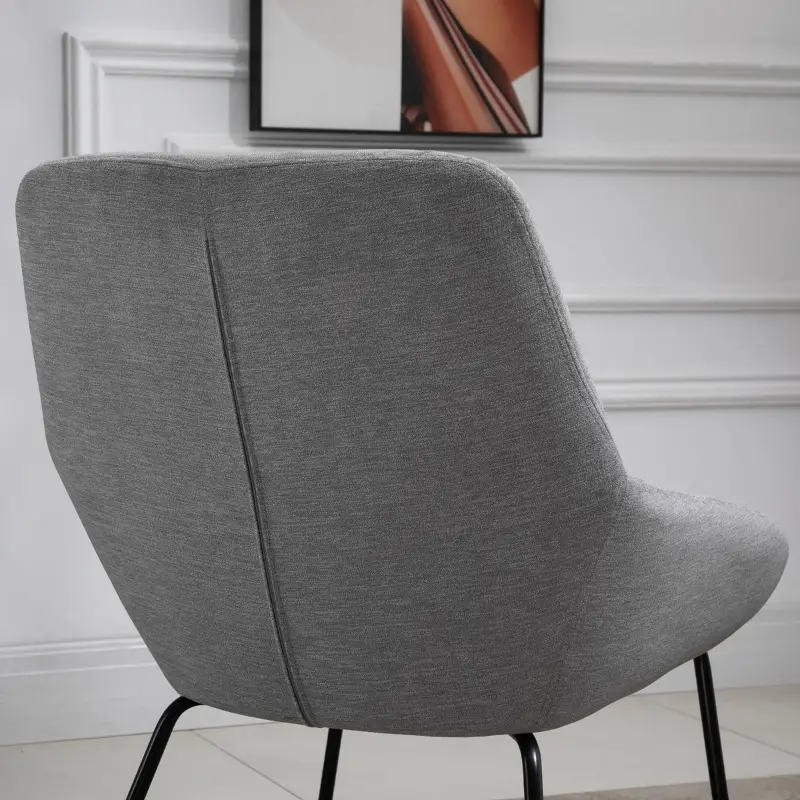 HOMCOM Modern Accent Chair Leisure Fabric Mid Back Chair Livingroom Funiture with X-Shaped Metal Frame and Curved Back, Grey/Black