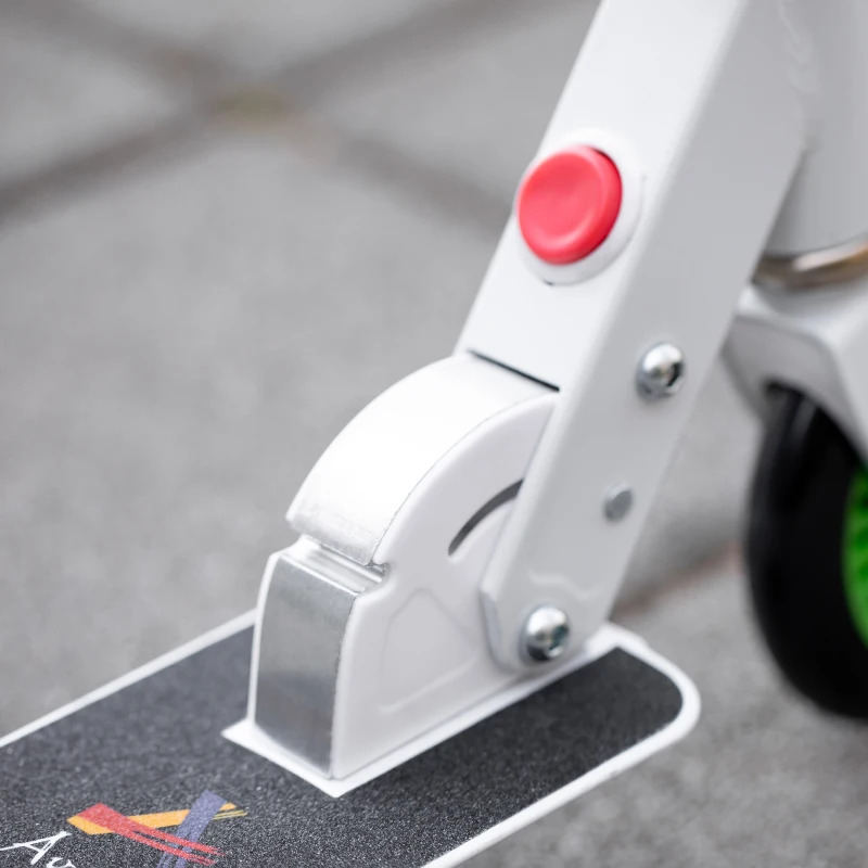 Aosom Youth Kick Scooter One-Click Foldable Teens Ride On Toy with Adjustable Handlebar Rear Brake for Boys and Girls Aluminium White