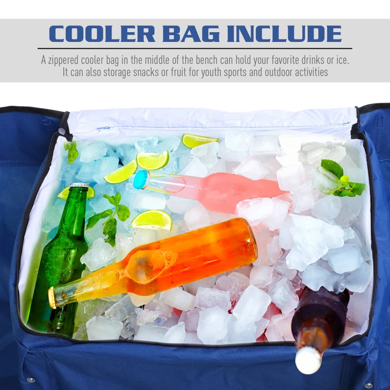 Outsunny 6-Person Folding Camping Bench Chair Sport Seat Folding Cooler Bag w/ Carrying Case