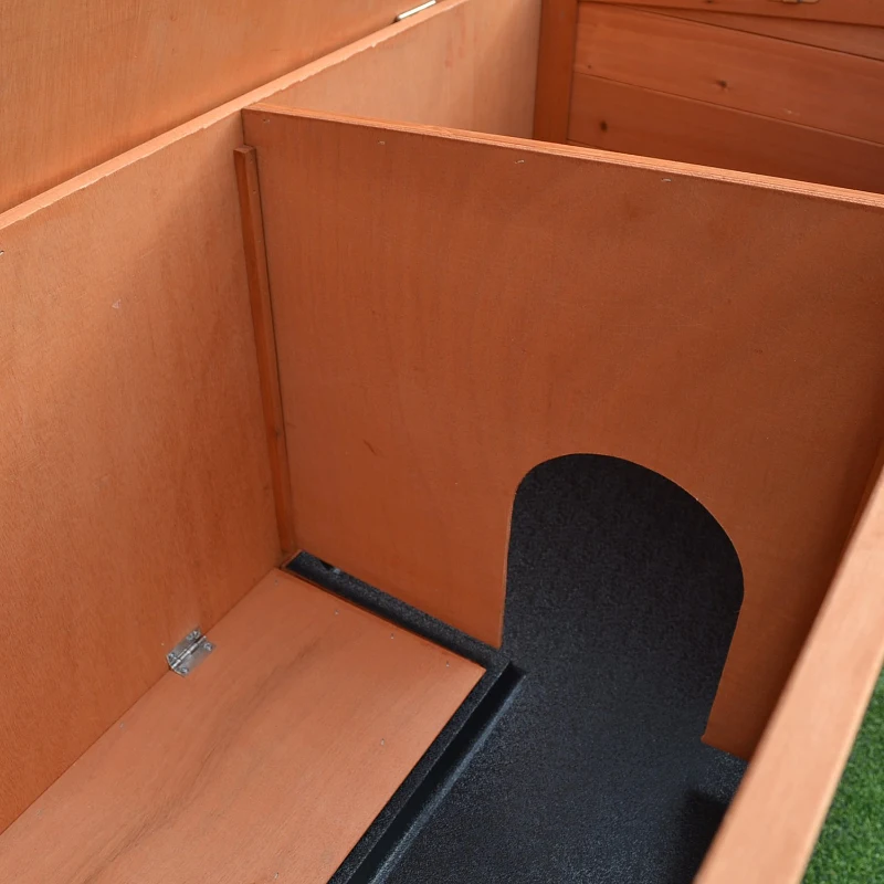 PawHut 48" L Wooden Rabbit Hutch Pet Playpen 4 Door House Enclosure with Ramp, for Rabbits and Small Animals, Natural Wood