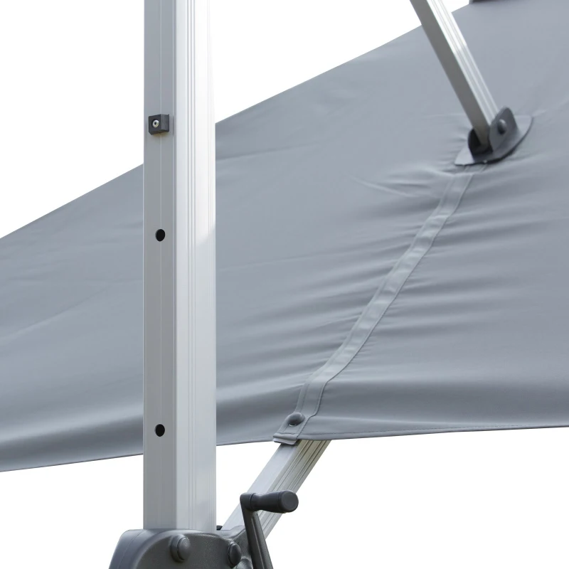 Outsunny 10ft Patio Offset Parasol Umbrella Cantilever Hanging Sun Shade Canopy Shelter 360° Rotation with Stand Grey