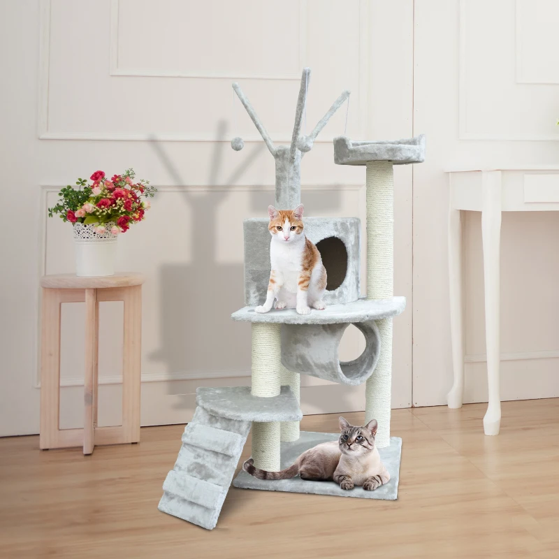 PawHut 47-inch Pet Cat Scratch Tree Condo Post Cat House Scratcher Bed Toys Pet Supply
