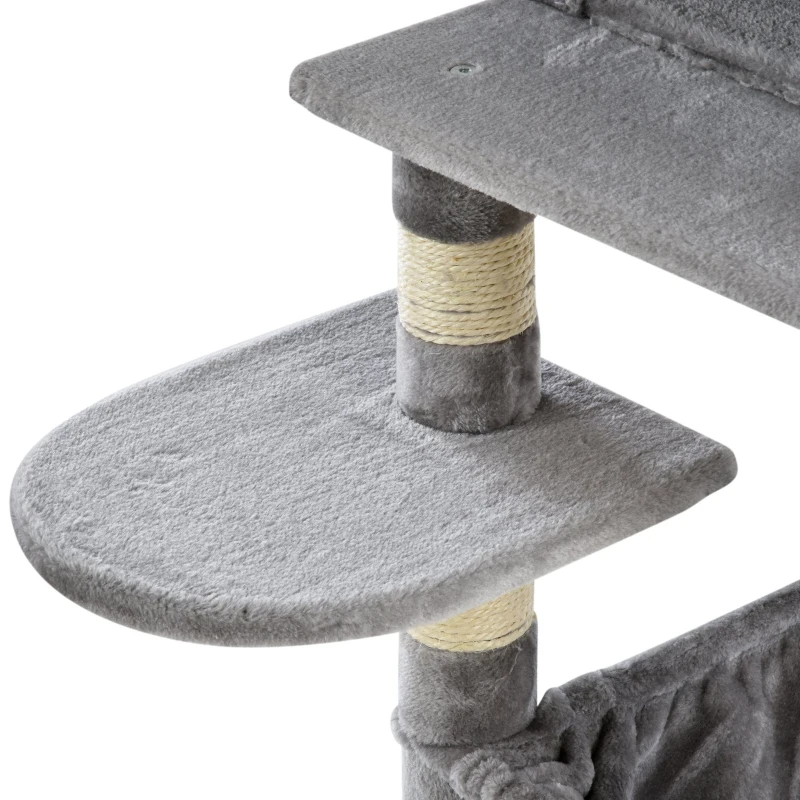 PawHut Plush Cat Tree Activity Center w/ Sisal Scratching Posts Hammock Perch Condo