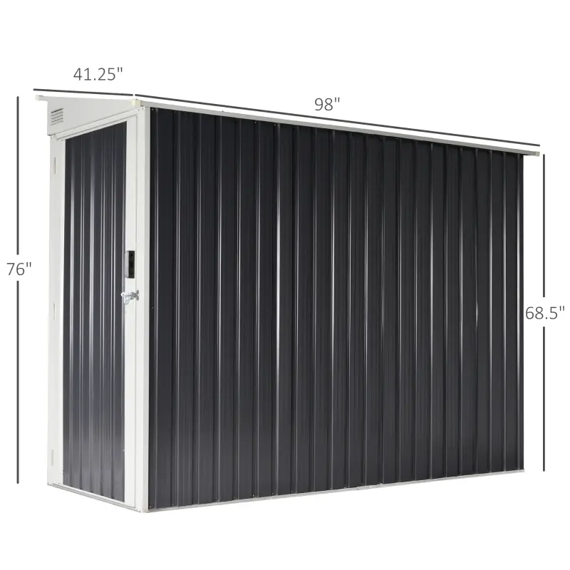Outsunny 4' x 8' Steel Garden Storage Shed Lean to Shed Outdoor Metal Tool House with Lockable Door and 2 Air Vents for Backyard, Patio, Lawn