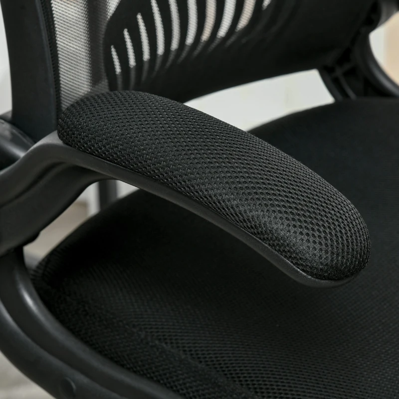 Vinsetto Tall Drafting Desk Chair Computer Desk Home Office Mesh Standing Chair with Mid Back, Foot Ring, Flip-up Arm, 360° Swivel Wheels, Black