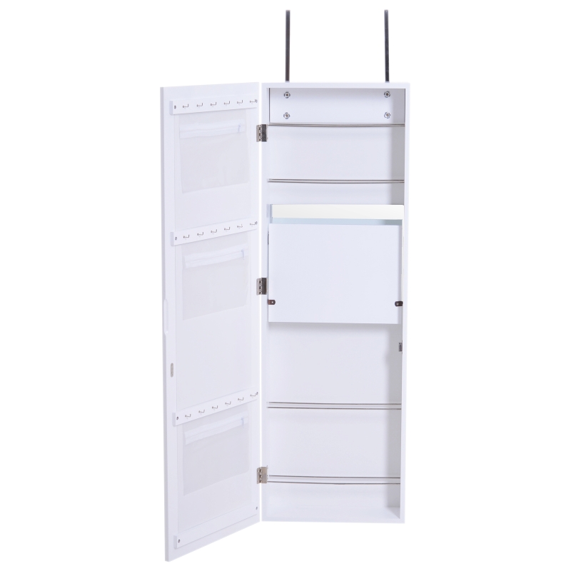 Wall/Door Mounted Armoire Cabinet Jewelry Cosmetics Shelf Organizer White