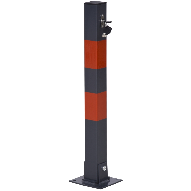 DURHAND Folding Parking Barrier With Reflective Stickers, Car Parking Space Post Lock Manual Parking Blocker Steel