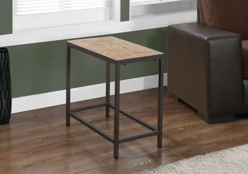 Monarch 22" Elegant Inset Mosaic Tile Top Hammered Brown Metal Frame Accent Side End Table - Terracotta Finish