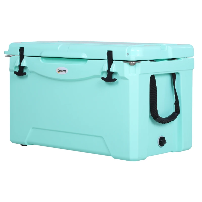 Outsunny 50 Quart Heavy Duty Ice Cooler Outdoor Insulated Cooling Box Easy Portable Cooling Bin Green