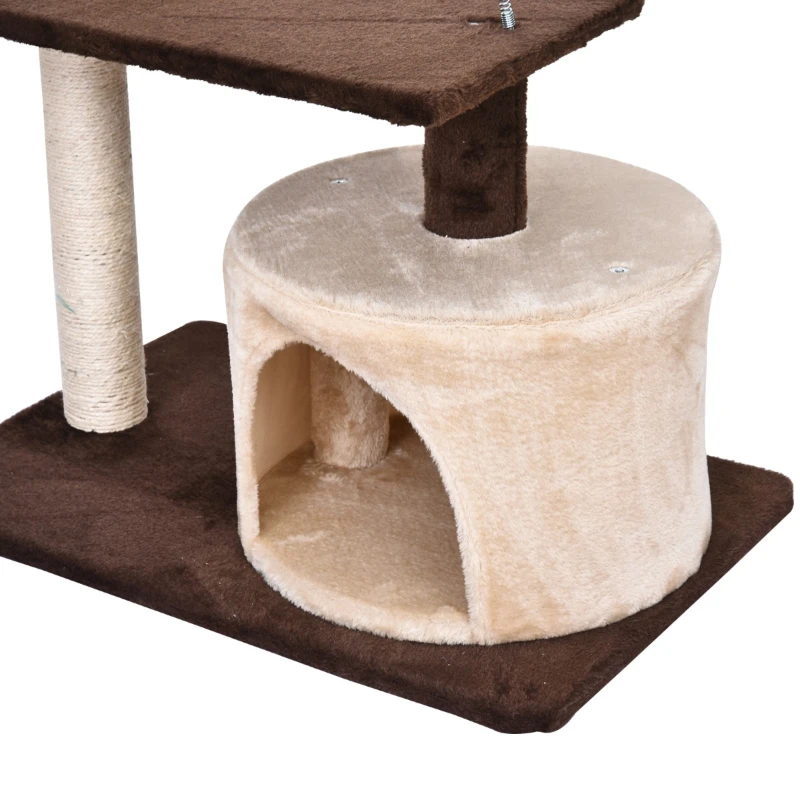 PawHut 81cm/32" Multi-level Cat Tree Scratcher Kitty Activity Center,Condo, Perch, Jumping Platforms,Toys Brown and Beige
