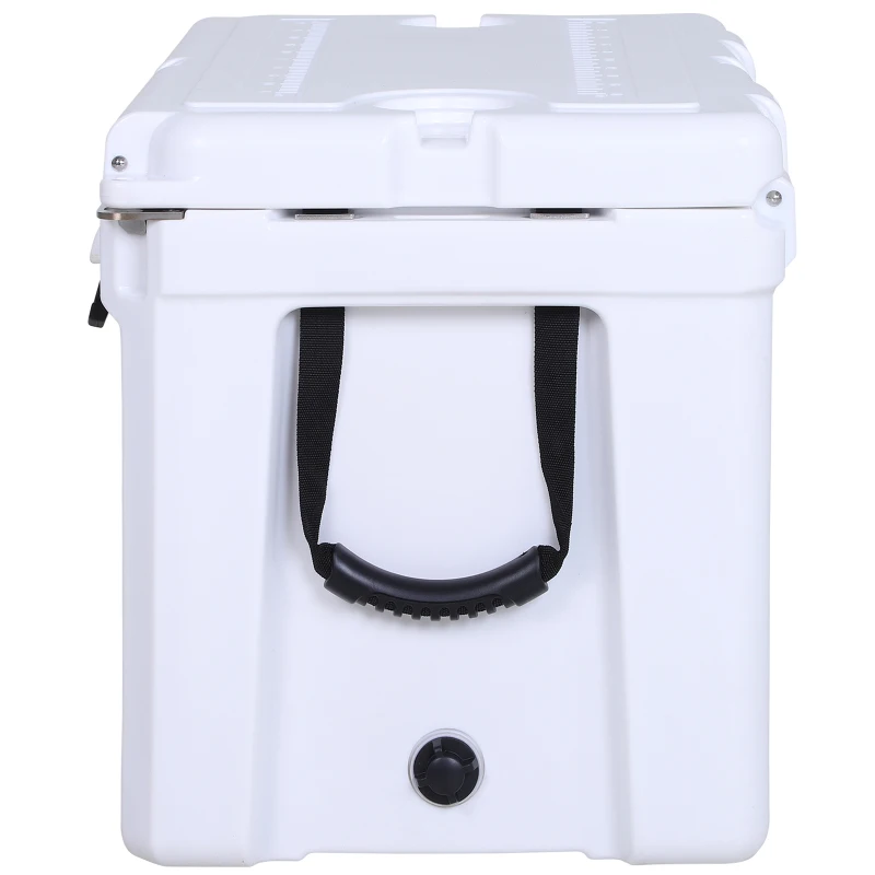 Outsunny 50 Quart Heavy Duty Ice Cooler Outdoor Insulated Cooling Box Easy Portable Cooling Bin White