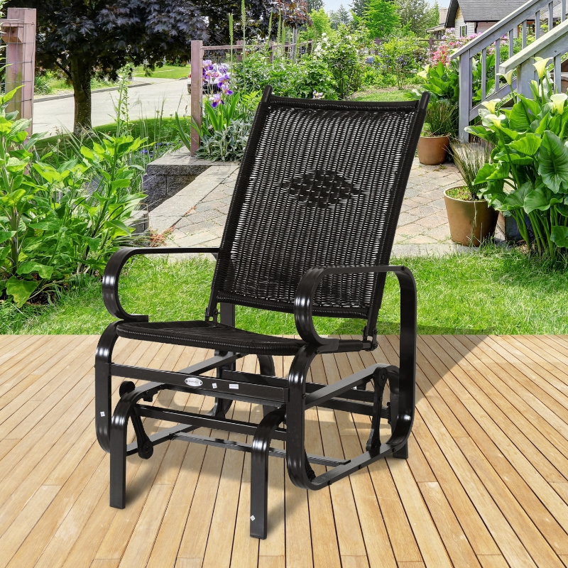 Outsunny Patio Rocking Chair Seat Rattan Wicker Garden Furniture