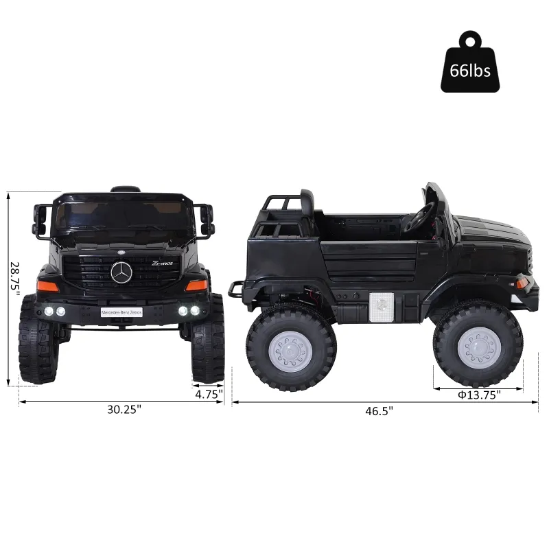 Aosom 12V Mercedes Power Wheels Jeep Kid Car 1 Seater 2 Openable Door With Parental Remote Control For 3 - 8 Years Old Kids Black