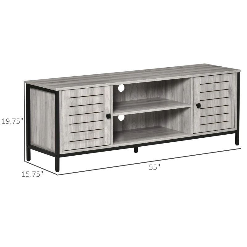 HOMCOM TV Stand for TVs up to 60", Industrial Entertainment Center Cabinet with Storage Shelves for Living Room or Bedroom, Oak