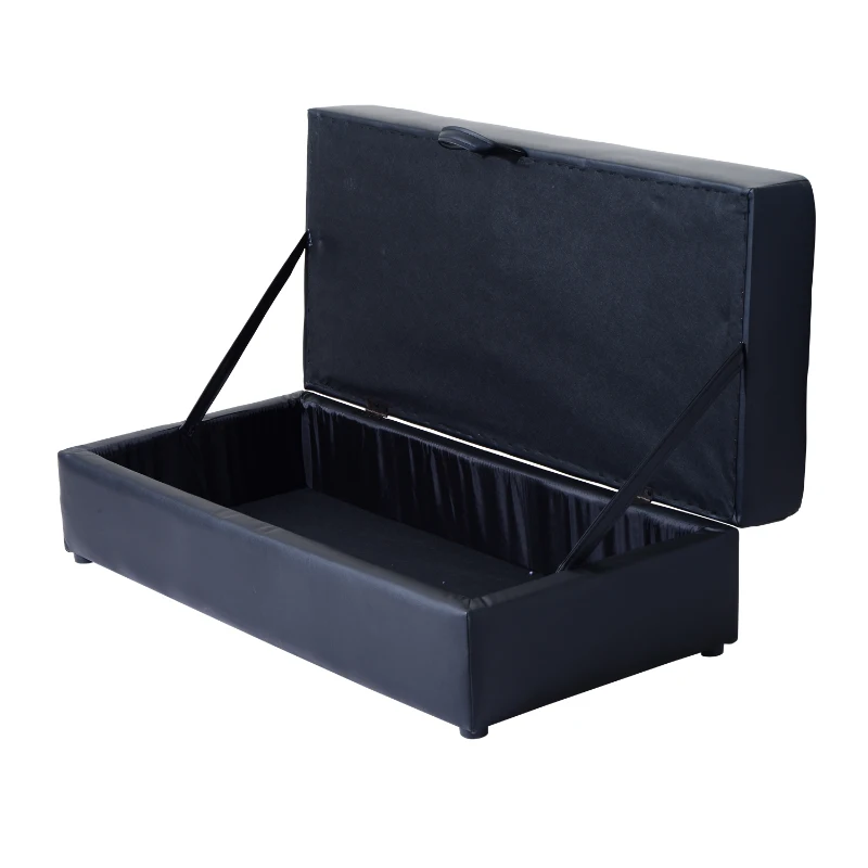 HomCom Button Tufted Sofa Bed Set Sectional Daybed Storage Box Design (Black)